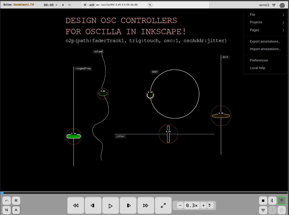 Oscilla OSC controller design in Inkscape